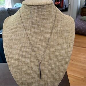 Red Envelope | 925 sterling Silver Pave Diamond Tapered Bar Pendant Necklace